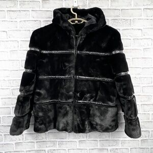 |•DONNA SLAYERS' FABULOUS-FURS•| Luxurious Big Furry Faux Fur Hooded Jacket L